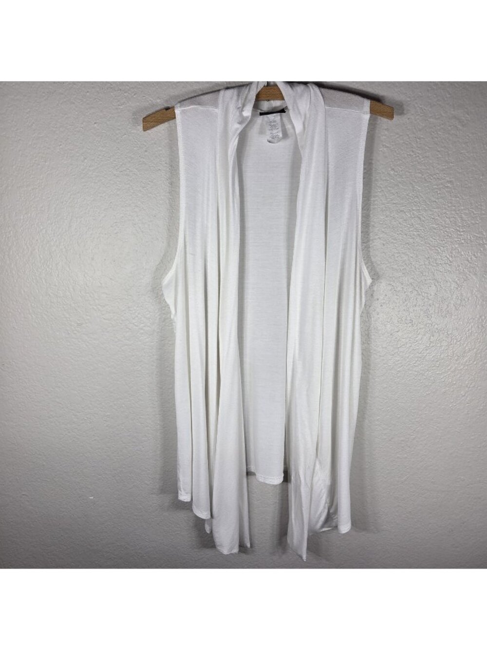 JKLA California White Open Front Cardigan Sweater Top Size L Sleeveless
